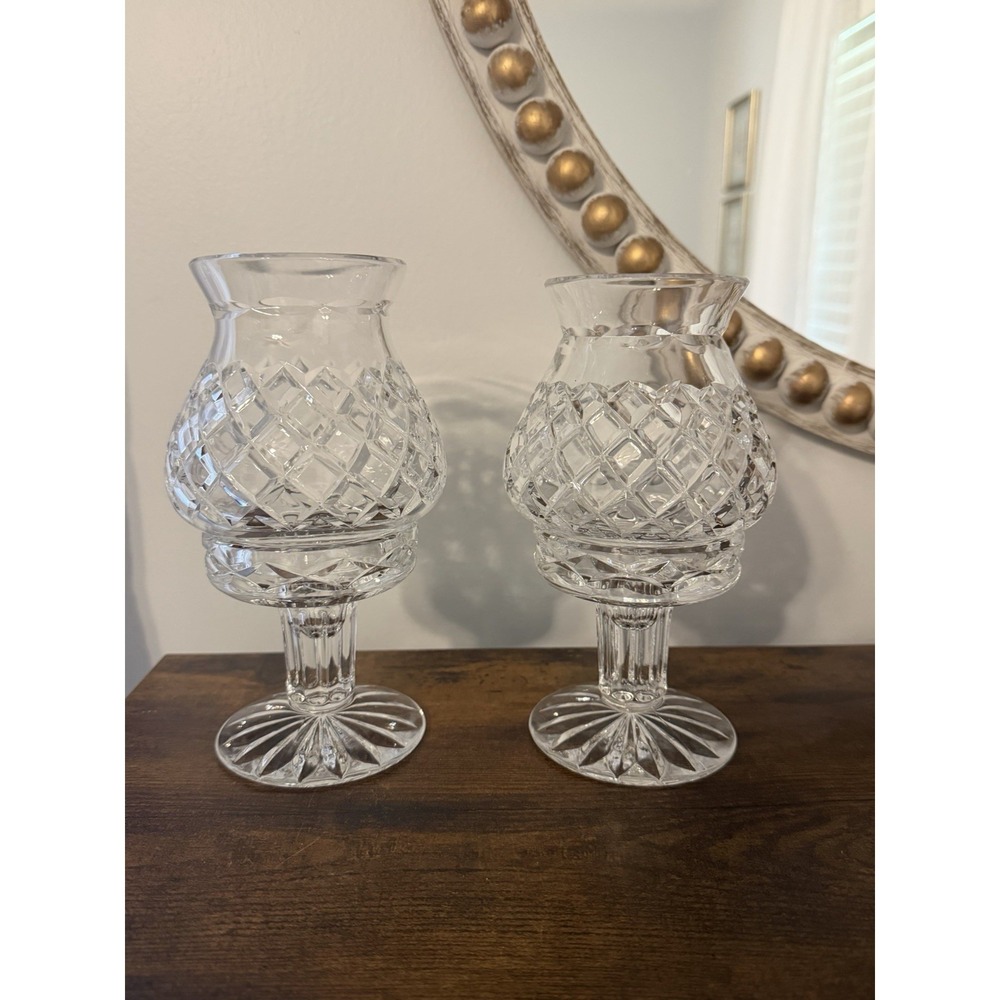 Vintage Casablanca by Block Crystal Hurricane Candle Holders Coordinating Set